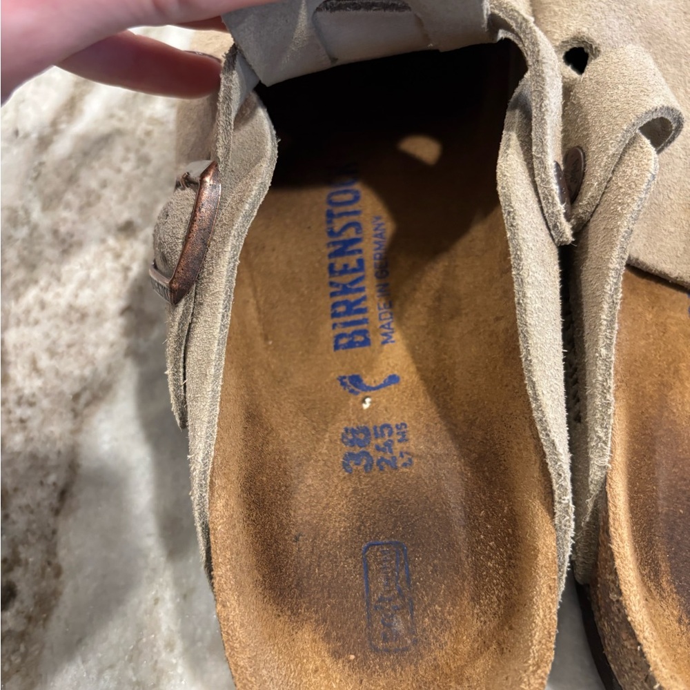 Birkenstock Boston Suede Clogs Taupe EU 38 US 7/7.5 Narrow - Picture 5 of 5
